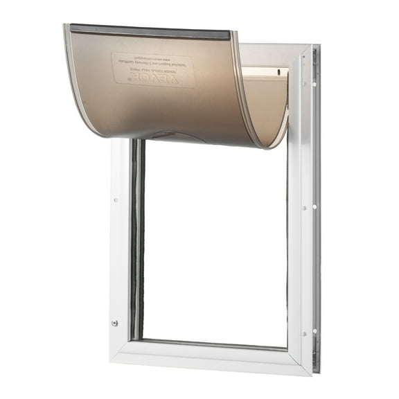VEVOR Pet Door, 16.65" x 27.44" Aluminum Frame with Lock and Flap System, Weatherproof Doggy Door, Easy to Install in Interior or Exterior Doors, Pet Door Suitable for Cat Doggie Kitties (White-XL)