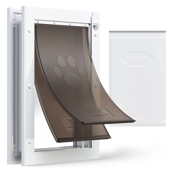 VEVOR Pet Door, Large, with Double Magnetic Flaps and Metal Frame, Strong and Weatherproof Dog Door for Interior and Exterior Doors, Easy to Install, Easy In-and-Out Access for Doggies, White