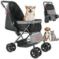 thumbnail image 1 of VEVOR Pet Stroller, 44 lbs Weight Capacity, Foldable Dog Stroller Cart, 4 Wheels Cats Stroller with Mesh Windows & Revrsible Handle,Portable Pet Carrier Stroller with Brake,for Small to Medium Pets, 1 of 10