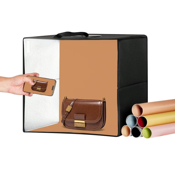 VEVOR Photo Studio Light Box, 16" x 16", 3000-5600K Adjustable 3 Color Temperatures Professional Shooting Tent Kit with 120 LED 6 Double-Sided Color Backdrops, High CRI ≥ 95 for Small Products