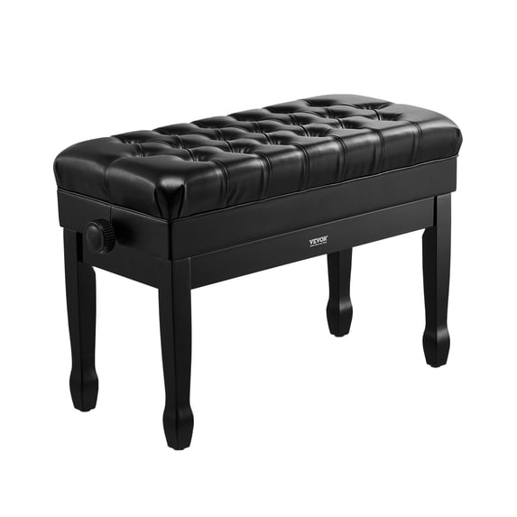 VEVOR Piano Bench, 29.5" x 14" x 20.3", Duet Keyboard Piano Chair with 20.3"-23.4” Adjustable Height, Padded Cushion, Storage Compartment for Music Books, Wooden Piano Stool Seat, for Vanity, Bedroom