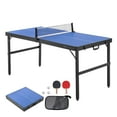 thumbnail image 1 of VEVOR Ping Pong Table, Mid-Size Table Tennis Game, Indoor MDF Table Tennis Table, Foldable Portable Complete Ping Pong Table Set with Net, 2 Paddles, 3 Balls,Carry Bag,Handle (No Assembly Required), 1 of 9