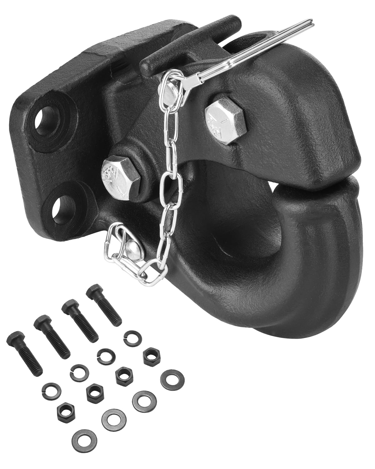 VEVOR Pintle Hook, 30000 lbs Towing Capacity, Trailer Hitches Receiver Hook Fits for 2.5 to 3-inch Lunette Ring with Mounting Kit, Wear-resistant, Black Powder Coat, Suitable for Various Vehicles