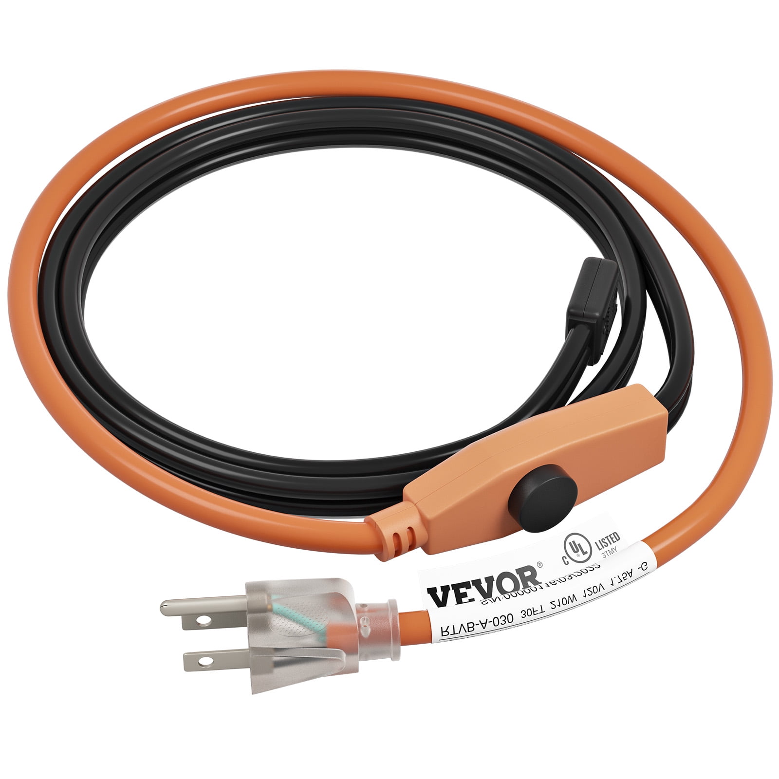 VEVOR Pipe Heating Cable- 6-feet 42W Heat Tape for Pipes with Built-in  Thermostat-Protects PVC Hose-Metal and Plastic Pipe from Freezing- 120V