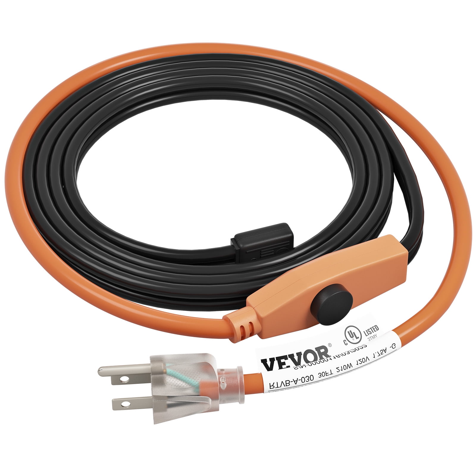 VEVOR Pipe Heating Cable, 6 Feet Heat Tape for Water Pipe, 7W/ft Water Line Heat  Tape,120V Pipe Heating Tape with Built-in Thermostat, Protects PVC Hose,  Metal and Plastic Pipe from Freezing 