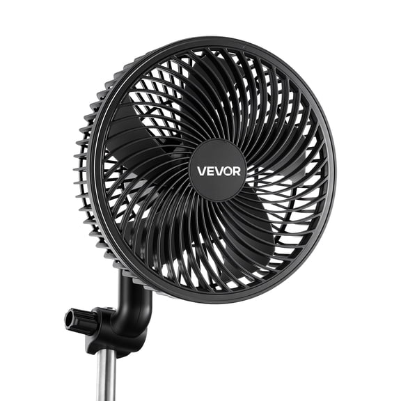 VEVOR Plant Fan, Grow Tent Clip On Fan Rechargeable, USB Port with 9 Speeds & Circulation Mode, Smart Control, Powerful Oscillating, Long Runtime for Hydroponics Circulation Cooling, Black, 1 Pack