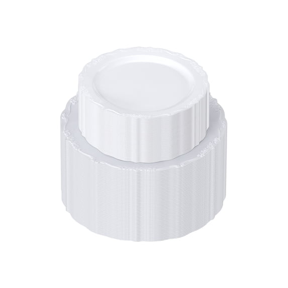 VEVOR Plastic Disposable Plates, 100 Pcs White Plastic Plates, Heavy Duty Plastic Plates with 50 Pcs 9.8 Inch Plastic Dinner Plates and 50 Pcs 7.5 Inch Plastic Dessert Plates, for Wedding and Party