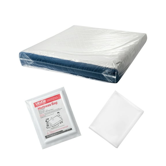 VEVOR Plastic Mattress Bag, 2 Mil Thick Mattress Storage Bag, Wear-Resistant and Waterproof Plastic Bed Cover with Reinforced Corner Design, Heavy-Duty Mattress Moving Supplies (2 Pack, Queen Size)