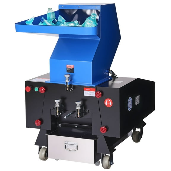 VEVOR Plastic Shredder Crusher,5.5HP/4.0KW Plastic Bottle Grinder Granulator, 150-200kg/h Capacity Pulverizer Recycling Machine with Wheels,SDK-11 Blade & 8mm Mesh for PVC PTFE (220V 60Hz 3-Phase)