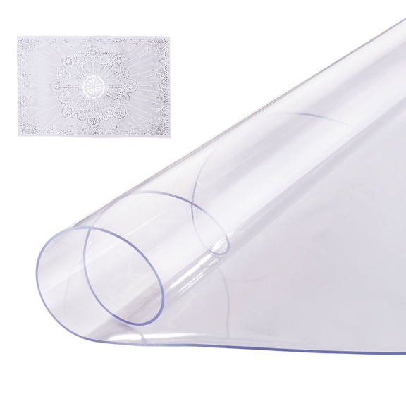 VEVOR Plastic Table Cover, 42 x 42 Inch 2.0 mm Thick Clear Table Protector, Round PVC Desk Mat, Waterproof & Easy Cleaning Desk Pad Tablecloth, for Office Dresser Dining Room Table Night Stand