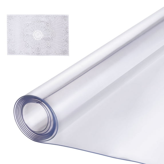VEVOR Plastic Table Cover, 54 x 54 Inch 2.0 mm Thick Clear Table Protector, Square PVC Desk Mat, Waterproof & Easy Cleaning Desk Pad Tablecloth, for Office Dresser Dining Room Table Night Stand