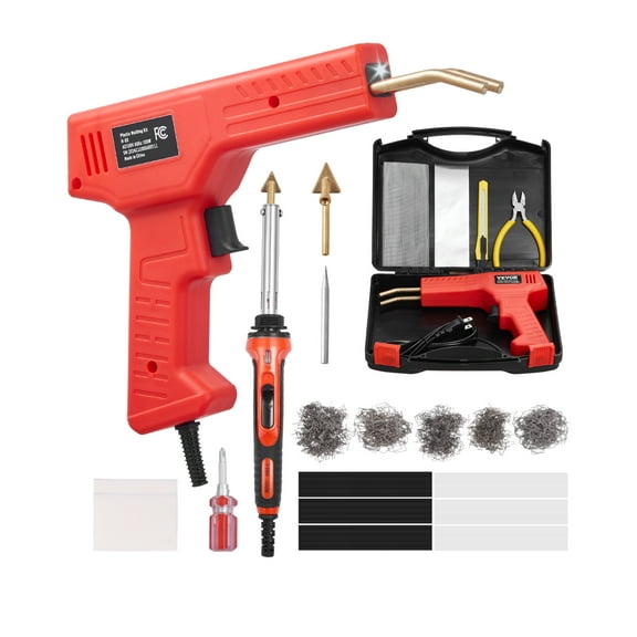 VEVOR Plastic Welder Kit Deluxe,100W Plastic Welding Gun + 60 W/100W Soldering Iron,Professional Plastic Repair Welding Tool with 1000PCS Hot Staples & 60 Rods for Car Bumper Kayak Electronics Toys