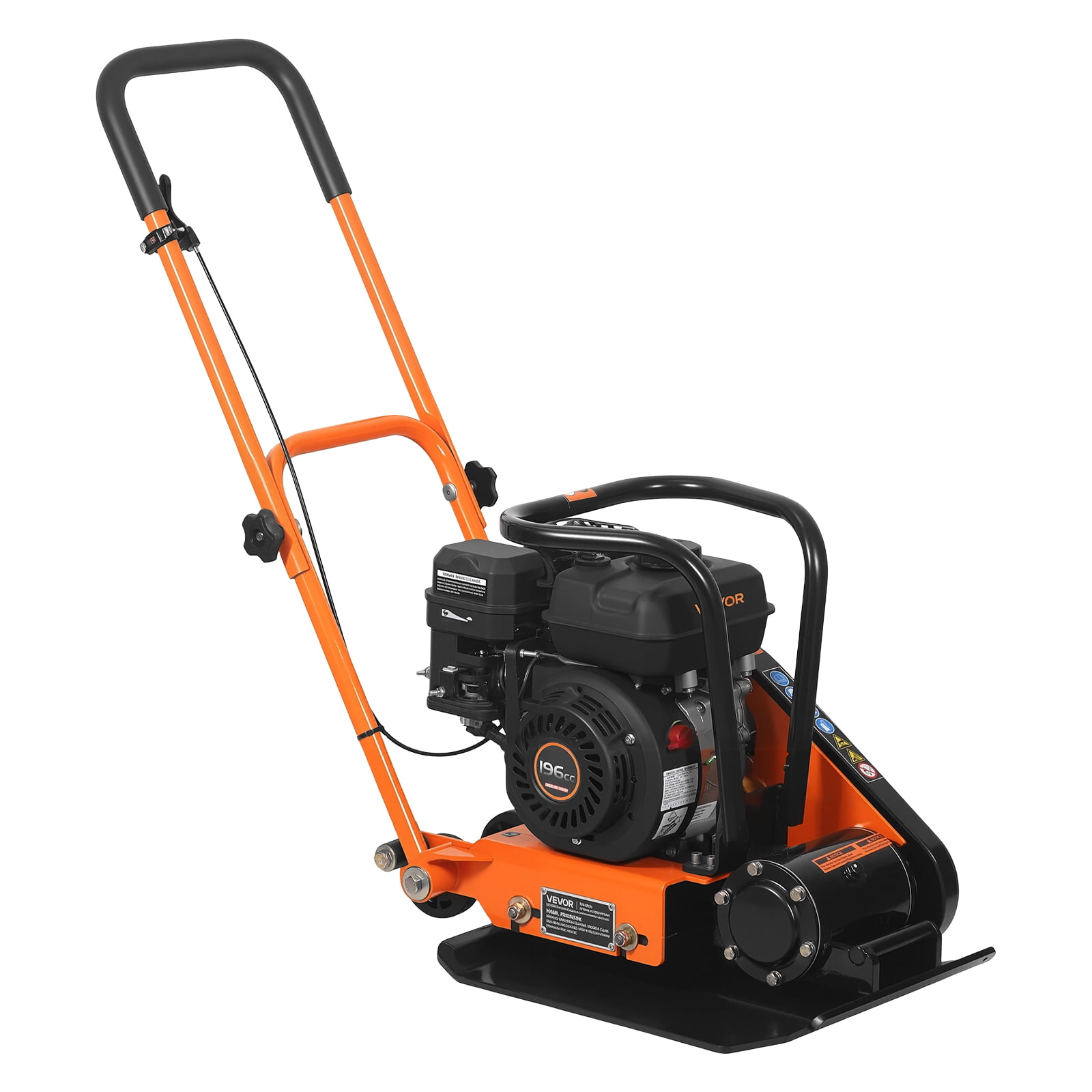 Compaction Walk Behind VEVOR Plate Compactor, 6.5 HP 196CC Gas Engine, 5600 VPM Vibrating ...