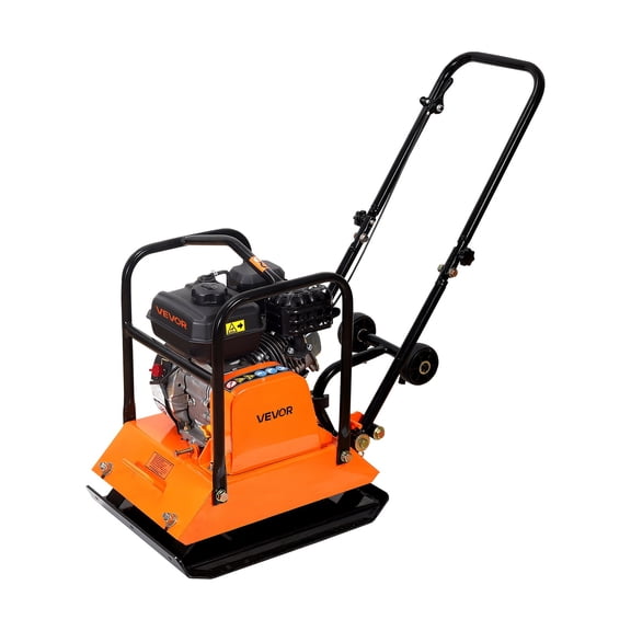 VEVOR Plate Compactor, 6.5 HP 196CC Gas Engine, 5700 VPM Vibrating Ground Rammer, 4047 lbs Compaction Force, 21 x 16 in Plate, Walk Behind Compactor for Paver Landscaping, Asphalt, Foundation, Soil