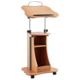 thumbnail image 1 of VEVOR Podium Stand, 43-Inch Wooden Lectern, Portable Laptop Desk with Lockable Wheels, Wide Reading Surface and Open Storage Area, Adjustable Height and Angle, for Speeches,Lectures,or Presentations, 1 of 9