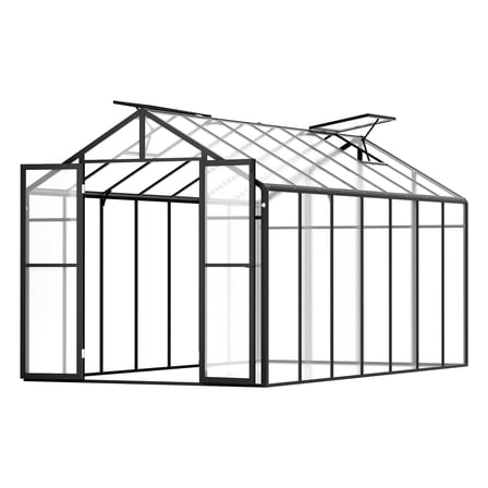 VEVOR Polycarbonate Greenhouse, 8 x 14 Ft, Outdoor Greenhouse with 2 Vent Windows, Pavilion Styled Greenhouse with Hinged Door, Aluminum Large Walk-in Greenhouse Kit for Outside Garden Backyard