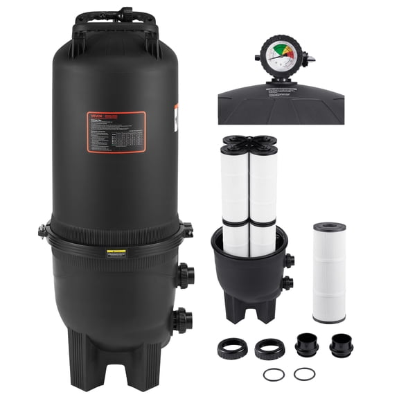 VEVOR Pool Cartridge Filter, 725 sq.ft², Swimming Pool Filter System 9510 - 21207 GPH, Large Spa Filtration Cleaning System with 2 in Outlet Fitting for In-Ground & Above Pools up to 317006 Gallons