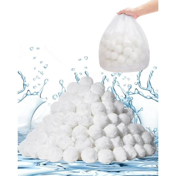 VEVOR Pool Filter Balls for Sand Filter, 3.5 lbs, Filter Balls Replace Pool Filter Sand, Reusable Polyester Fiber Filter Media Balls with Wash Bag, for Swimming Pool Above Ground Pool Aquarium Tank