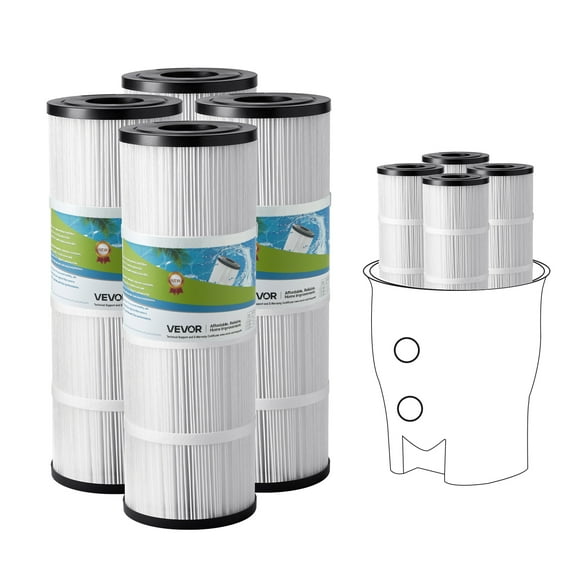 VEVOR Pool Filter Cartridge, 4x 80 Sq. Ft, Spa Hot Tub Filter Cartridge Replacement, Compatible with Pentair CCP320, Pleatco PCC80-PAK4, Secure for Kids & Pet, Easy to Clean