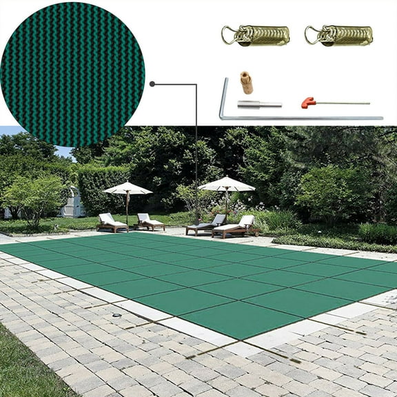 VEVOR Pool Safety Cover 16X32 ft Rectangular In Ground Clean Winter Cover Mesh