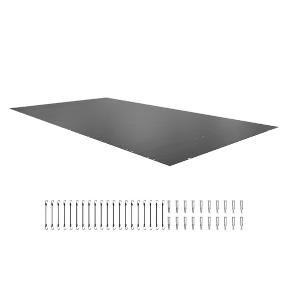 VEVOR Pool Safety Cover Fits 10.5x18.6ft Rectangle Inground Pools, Safety Pool Cover with Drainage Holes, Mesh Pool Cover for Swimming Pool, PVC Winter Safety Cover, Dark Grey