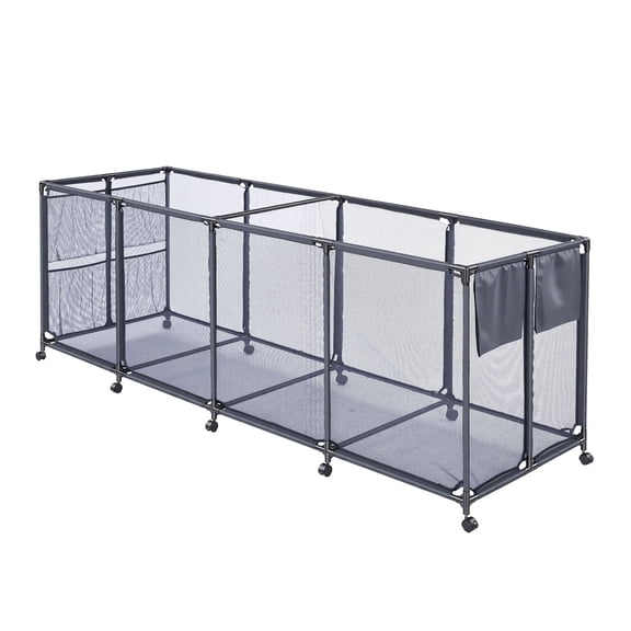 VEVOR Pool Storage Bin, 103 x 32 x 35 in, Rolling Pool Float Storage Organizer with Side Pockets & Noodles Holder, Durable Metal Frame, Poolside Toys Breathable Mesh Basket for Swimming Pools