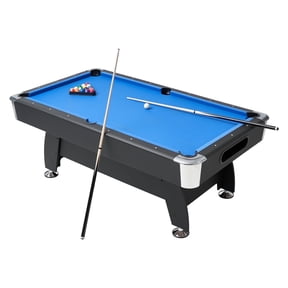 VEVOR Pool Table, 7 ft Portable Billiards Tables,Adjustable Feet Stable Game Table,Entertainment Set Includes Ball, Cue, Rack, Chalk and Brush, Black with Bule Cloth, for Family Use, Recreation Room