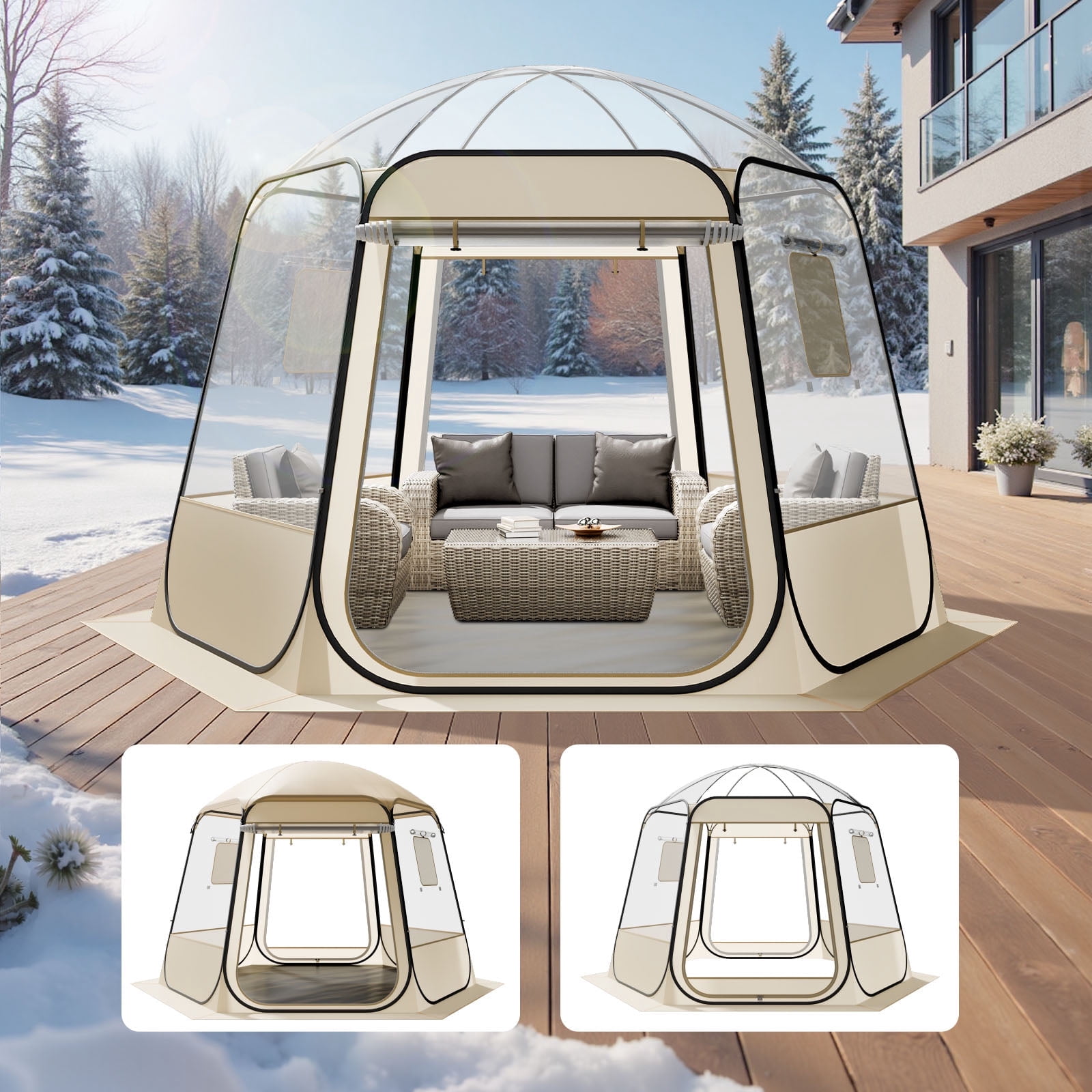 VEVOR Pop up Bubble Tent, 10 x 9.2 ft Waterproof & UV-Resistant, Clear Camping Tent Shelter, Outdoor Garden Dome Igloo Tents with Windows, 540° Panoramic View, for 4-8 Persons Patio Backyard