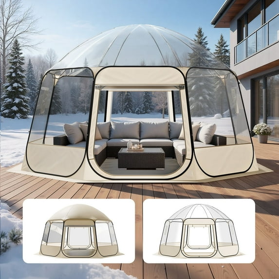 VEVOR Pop up Bubble Tent, 15 x 13.8 ft Waterproof & UV-Resistant, Clear Camping Tent Shelter, Outdoor Garden Dome Igloo Tents with Windows, 540° Panoramic View, for 12-15 Persons Patio Backyard