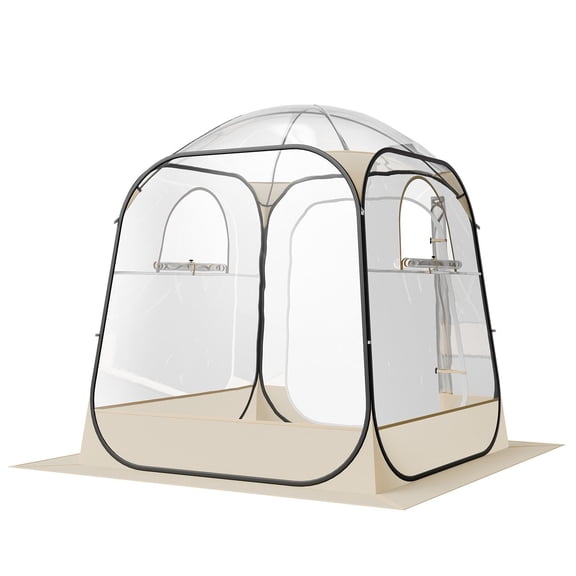 VEVOR Pop up Sports Tent, 63x63 in Clear Bubble Tent for 2-4 Persons, Waterproof Outdoor Pod with Floor Mat & Top Cover, Garden Igloo Dome Tents Camping Shelter for Events Fishing Cheering