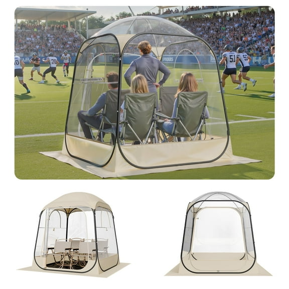 VEVOR Pop up Sports Tent, 63x63 in Clear Bubble Tent for 2-4 Persons, Waterproof Outdoor Pod with Floor Mat & Top Cover, Garden Igloo Dome Tents Camping Shelter for Events Fishing Cheering