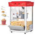 thumbnail image 1 of VEVOR Popcorn Machine, 8oz Stainless Steel Kettle, 800W Commercial Countertop Popcorn Maker, 48 Cups per Batch Theater Style Popper, with 2-Button Control Glass Wall PC Door 1 Scoop 3 Spoons, Red, 1 of 9