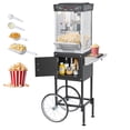 thumbnail image 1 of VEVOR Popcorn Machine with Cart, 8oz Stainless Steel Kettle, 800W Commercial Popcorn Maker, 48 Cups per Batch Theater Style Popper, with 2-Button Control Glass Wall PC Door 1 Scoop 3 Spoons, Black, 1 of 10