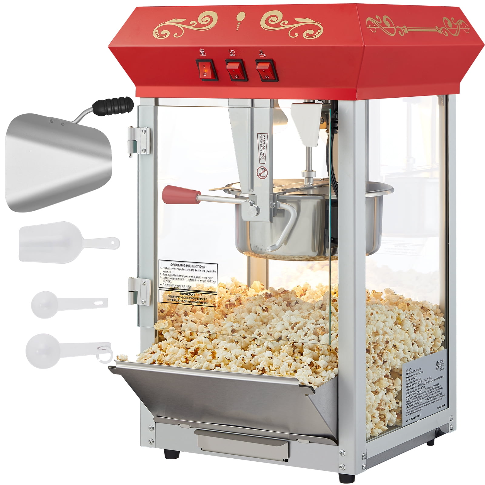 ZOETOUCH Popcorn Popper Machine 1200W Electric Hot Air Popcorn Maker with  Measuring Cup & Butter Melting Tray, High Popping Rate, 2 Min Fast Making