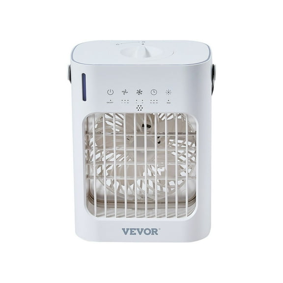 VEVOR Portable Air Conditioner, 4-in-1 Evaporative Air Cooler, 3-Speed Mini Air Conditioner with 0-7H Smart Timer, 700ml Water Tank, 7-Color Light, Pe