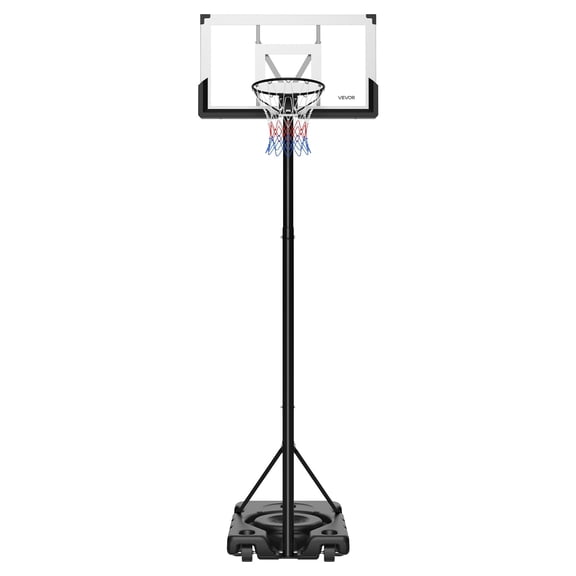 VEVOR Portable Basketball Stand, 10 ft Height Adjustment Basketball Hoop & Goal, Portable Basketballs Hoop with 48 inch PC Backboard & Wheels for Kids, Teens, Adults in Driveways, Pools, Schools