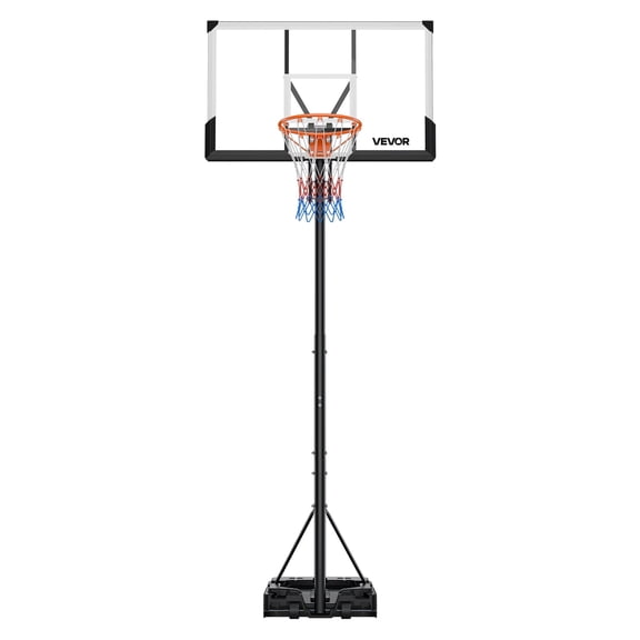 VEVOR Portable Basketball Stand, 5.25 to 10 ft Height Adjustment Basketball Hoop & Goal, Portable Basketballs Hoop with 44 inch PC Backboard & Wheels for Kids, Teens, Adults in Driveways, Pools