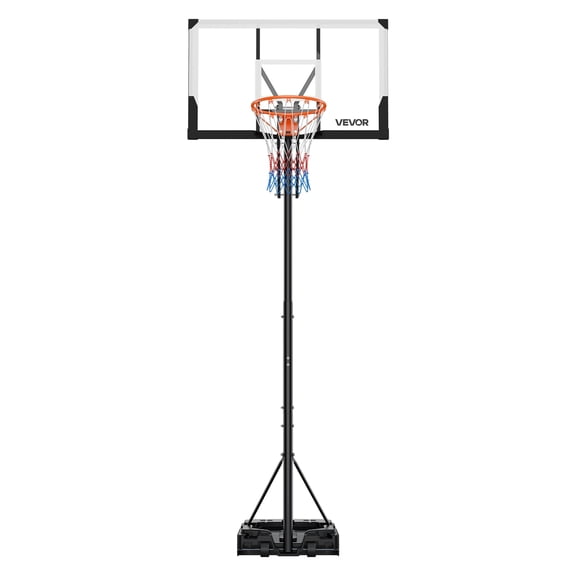 VEVOR Portable Basketball Stand, 5.25 to 10 ft Height Adjustment Basketball Hoop & Goal, Portable Basketballs Hoop with 48 inch PC Backboard & Wheels for Kids, Teens, Adults in Driveways, Pools