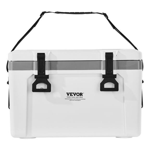 VEVOR Portable Cooler, 26 QT Hard Cooler with Ice Retention, Heavy-Duty Handles and Strap, Lightweight Rigid Material Insulated Portable Cooler, Suita