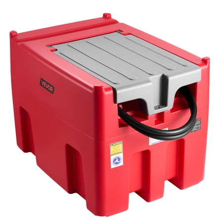 VEVOR Portable Diesel & Gasoline Tank, 116 Gallon, 10 GPM Flow Rate, Diesel Fuel Tank with 12V Electric Transfer Pump, 13.1ft Hose, Auto Fueling Nozzle, Transfer Tank for Easy Fuel Transportation,Red