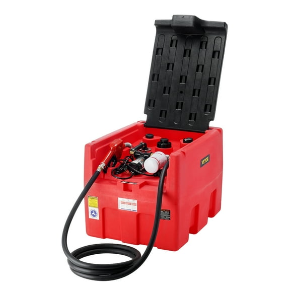 VEVOR Portable Diesel & Gasoline Tank, 48 Gallon, 10.6GPM Flow Rate, Diesel Fuel Tank with 12V Electric Transfer Pump,13.1ft Hose,Auto Fueling Nozzle, Transfer Tank for Easy Fuel Transportation,Red