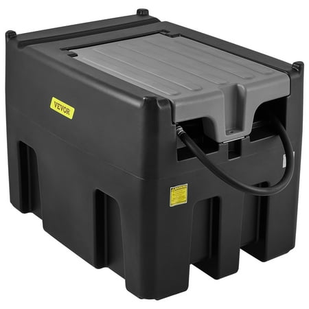 VEVOR Portable Diesel Tank, 116 Gallon Capacity & 10 GPM Flow Rate, Diesel Fuel Tank with 12V Electric Transfer Pump and 13.1ft Rubber Hose, PE Diesel Transfer Tank for Easy Fuel Transportation,Black