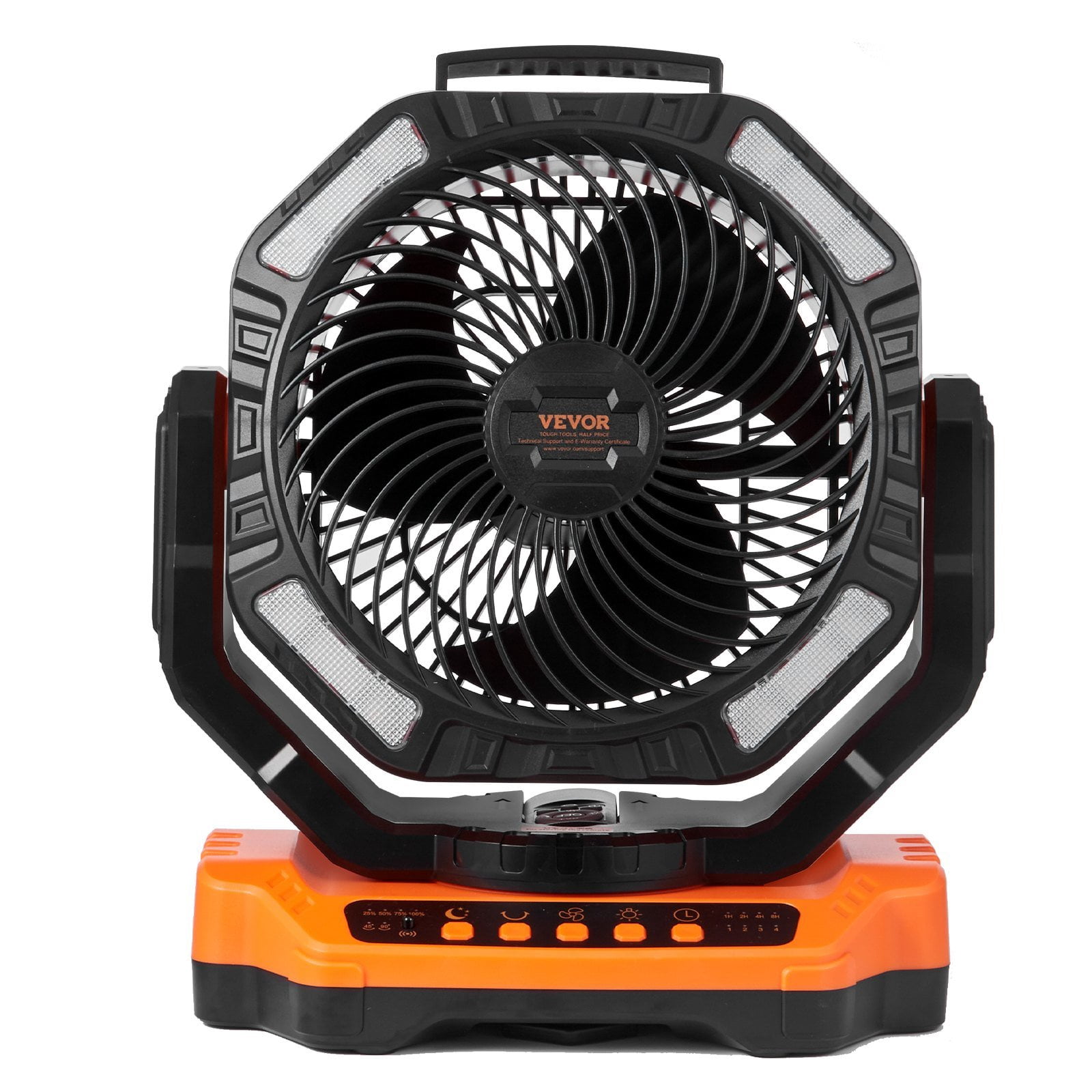 VEVOR Portable Fan Rechargeable 13 inch, Battery Powered Fan with LED Lantern, 4 Speeds Adjustable & 45/90Automatic Swivel & Timer , USB Battery Operated Fans for Travel Bedroom Home Camping Office