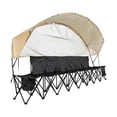 thumbnail image 1 of VEVOR Portable Folding Bench, 6 Seat Soccer Bench with Storage Pockets Cup Holders & Carrying Bag, Lightweight Sideline Seating with Sunshade for Football, Baseball, Camping, Outdoor Events, Black, 1 of 9