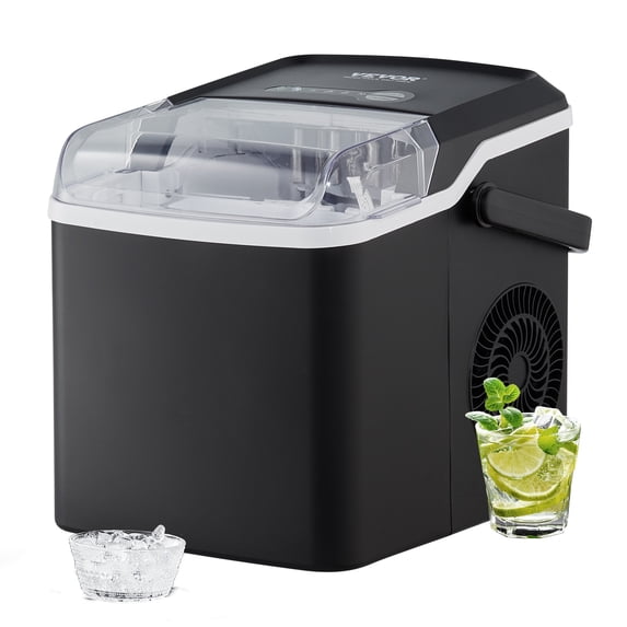 VEVOR Portable Ice Maker with Scoop and Basket Make Ice 26lbs or 33lbs Ice in 24Hrs 2 Sizes Bullet Ice for Home Kitchen 26Lbs