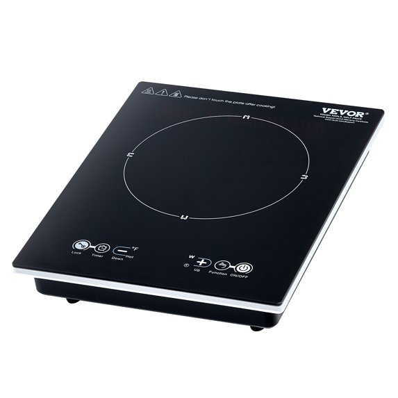 VEVOR Portable Induction Cooktop, 1800W Electric Burner with 9 Temperature Settings, Silver, Child Lock, Easy to Clean