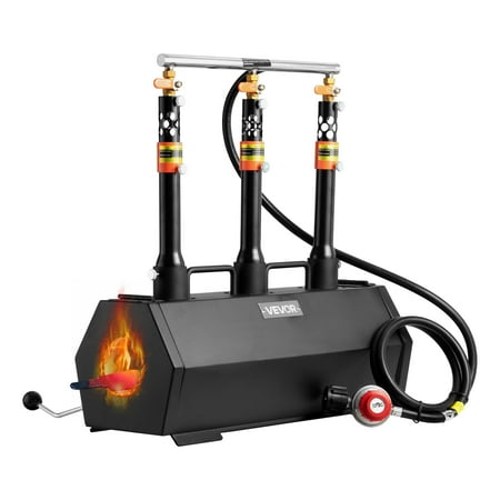 VEVOR Portable Propane Forge, 3 Burners, 2600? Tool and Knife Making Blacksmithing Farrier Forge, Large Capacity Hexagon, Cold-Rolled Steel Gas Forging Tools and Equipment, Use for Metal Forging