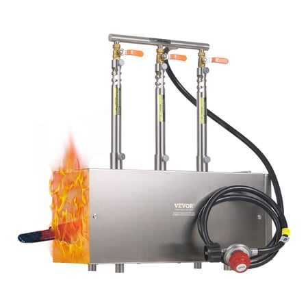 VEVOR Portable Propane Forge, 3 Burners, 2600? Tool and Knife Making Blacksmithing Farrier Forge, Large Capacity Square Shape, Stainless Steel Gas Forging Tools and Equipment, Use for Metal Forging