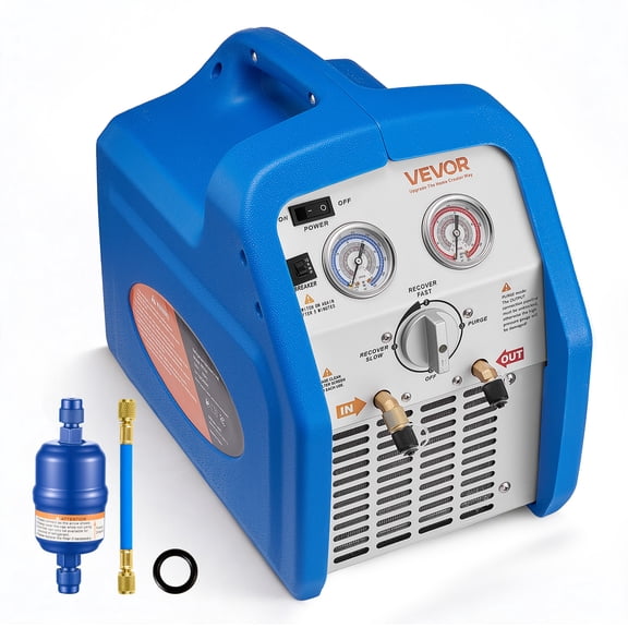 VEVOR Portable Refrigerant Recovery Machine, 3/4 HP 120V 60Hz Single Cylinder AC Recovery Machine for Liquid Vapor Refrigerant,1750 RPM Recycling Unit HVAC for Automotive & Household Air Conditioning