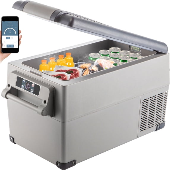 VEVOR Portable Refrigerator 37 Quart(35 Liter),12 Volt Refrigerator App Control(-4℉~68℉), Car Refrigerator Dual Zone with 12/24v DC & 110-240v AC